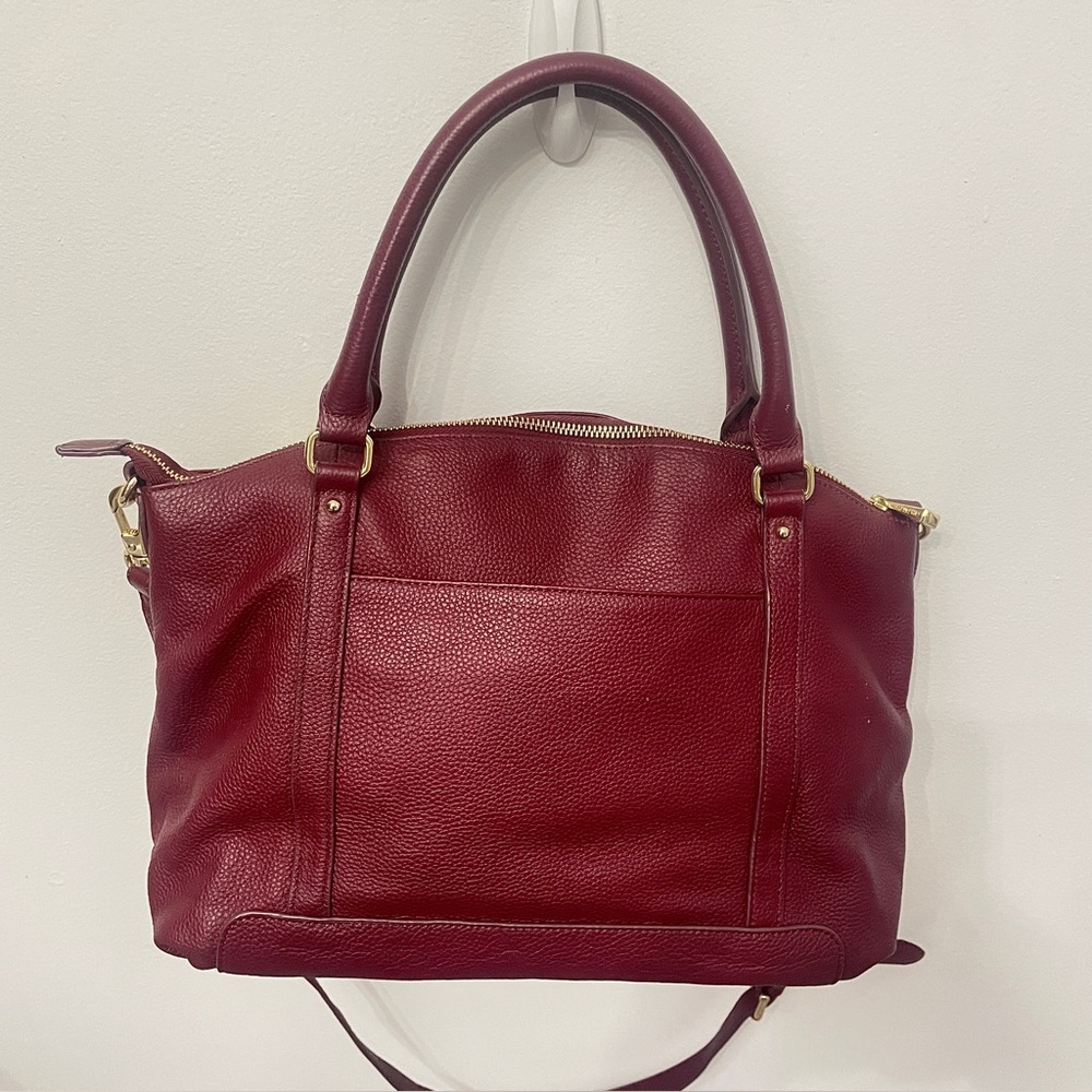Ora Delphine Adele Burgundy Leather Satchel Bag Fall Color - Picture 4 of 14